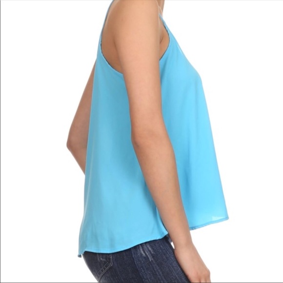 Blue spaghetti strap camisole. - Picture 3 of 4